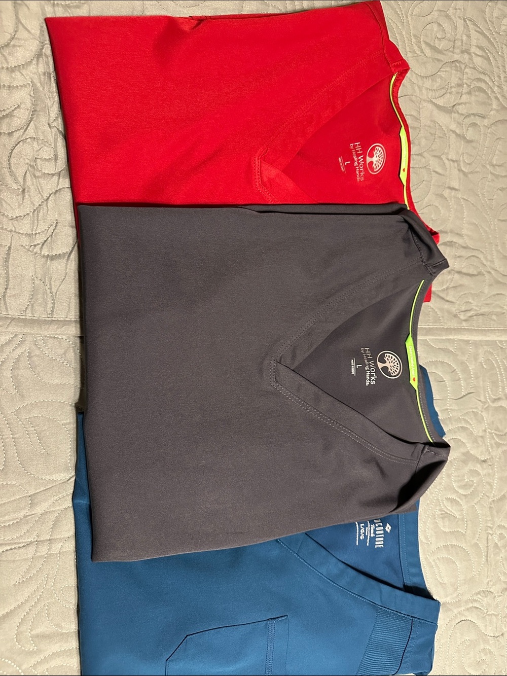 healing hands Short Sleeve Tees in Red, Charcoal, Blue - 3-Pack